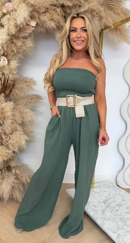 ELIN STRAPLESS JUMPER AMRYGREEN