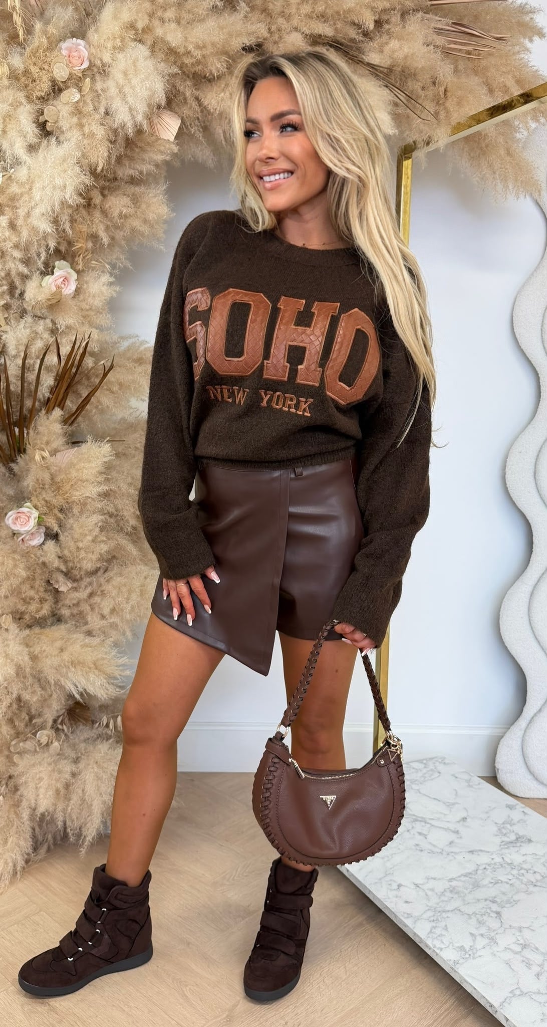SOHO BRAIDED SWEATER 388176 CHOCO