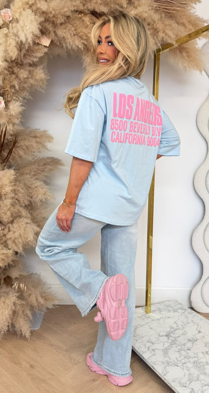 BEVERLY OVERSIZED TEE 358 LIGHTBLUE
