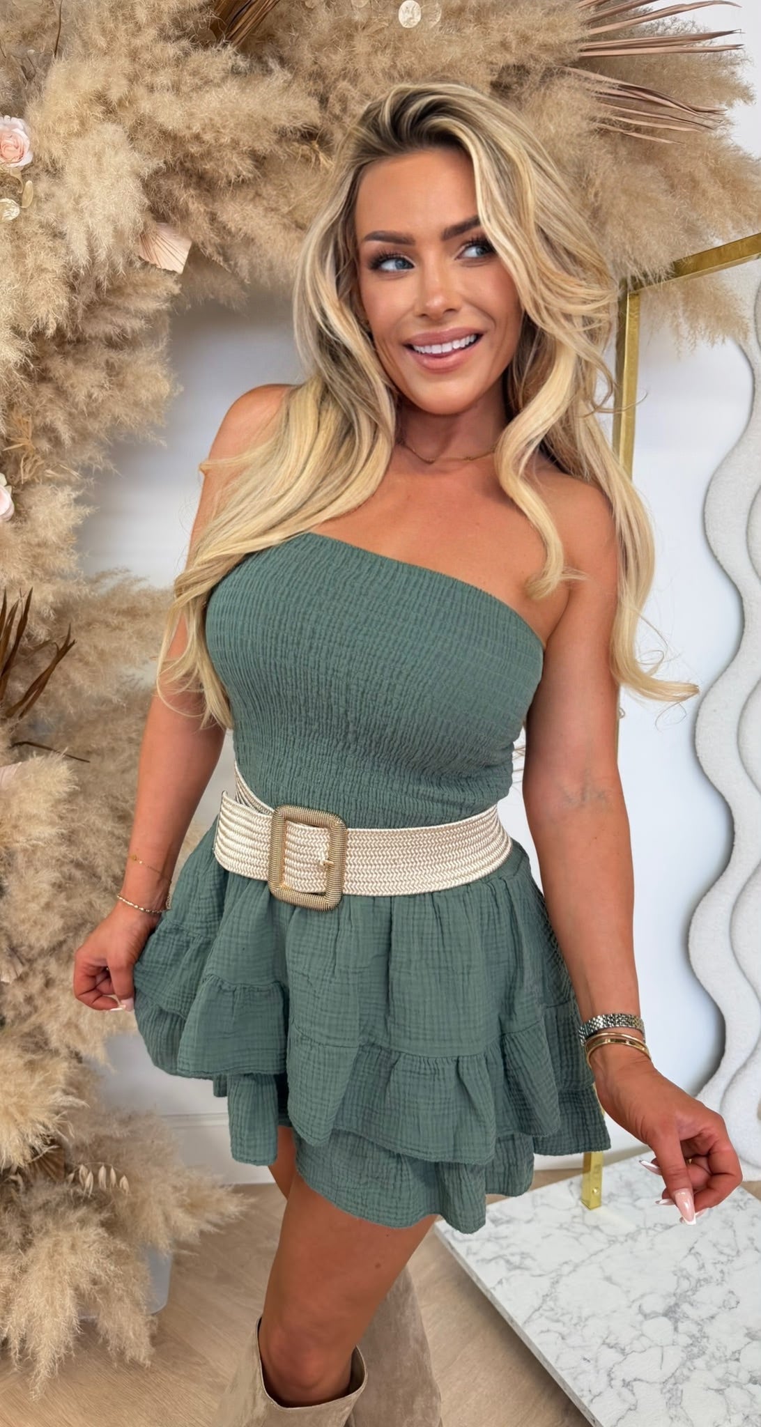 MABEL COTTON PLAYSUIT ARMYGREEN
