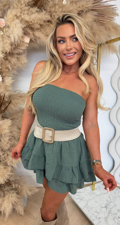 MABEL COTTON PLAYSUIT ARMYGREEN