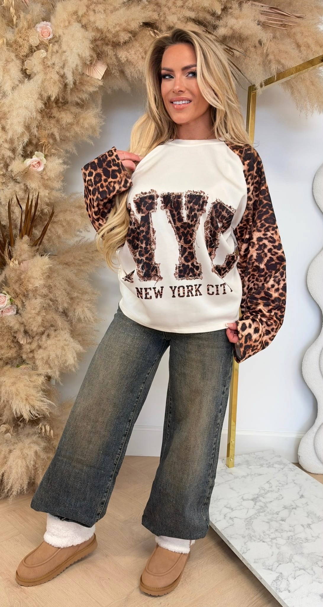 NYC LEOPRINT LONGSLEEVE CAMEL