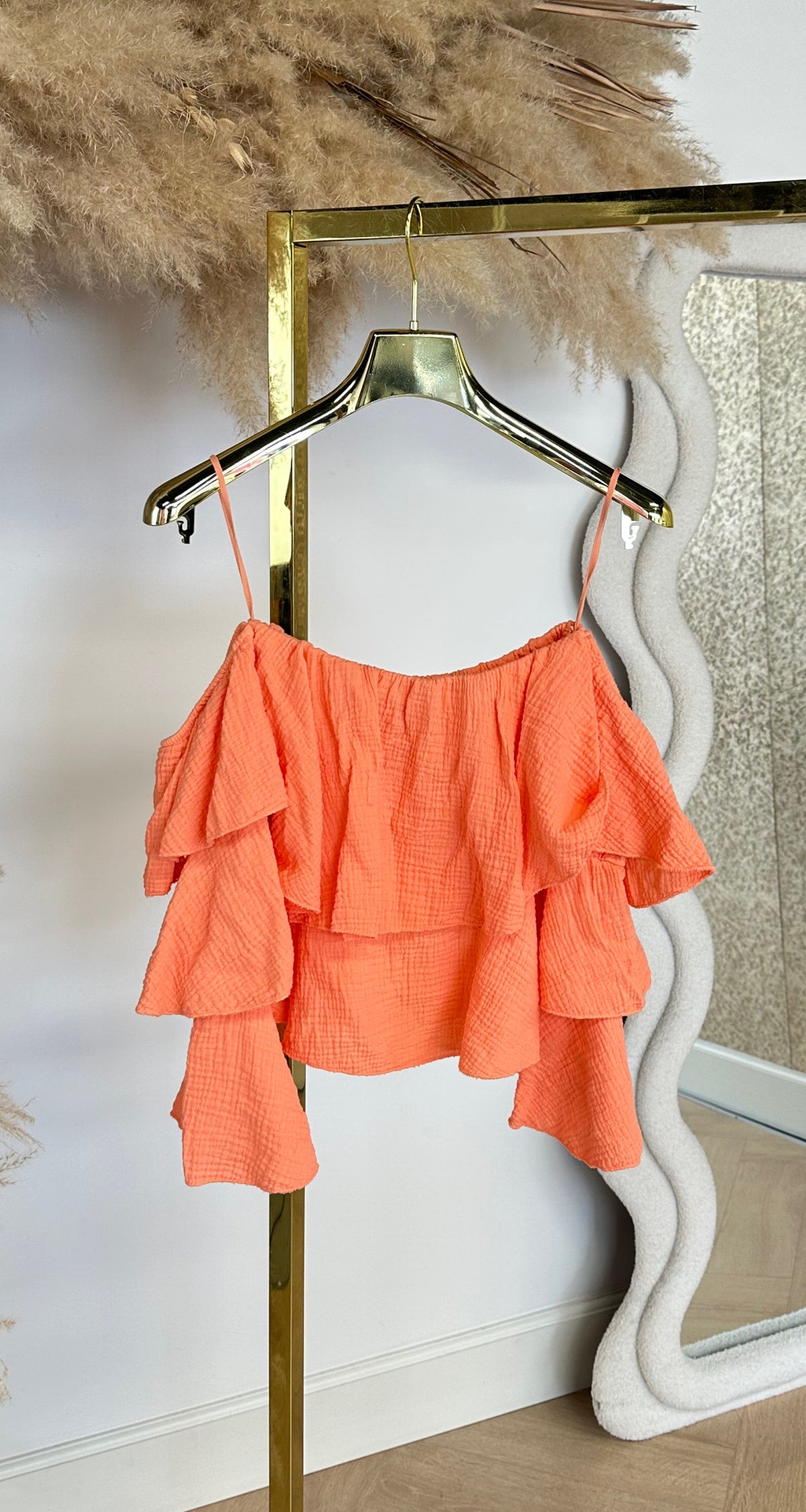 COTTON RUFFLE TOP PEACH