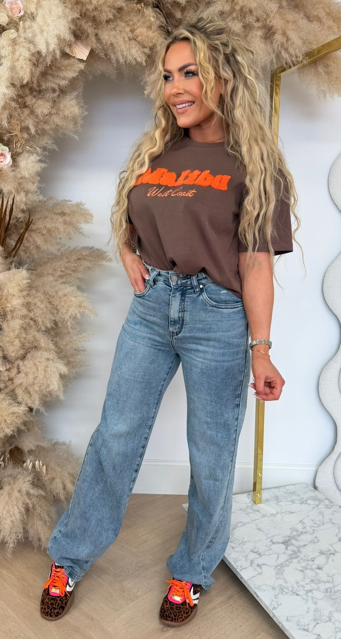 MALIBU TEDDY TEKST SHIRT 8011598 COFFEE