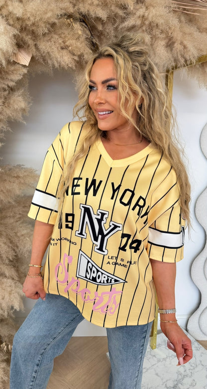 REBEL SPORTS BASEBALL SHIRT YELLOW