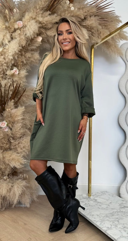 MODA FOLDED SLEEVE LONG TEE ARMYGREEN
