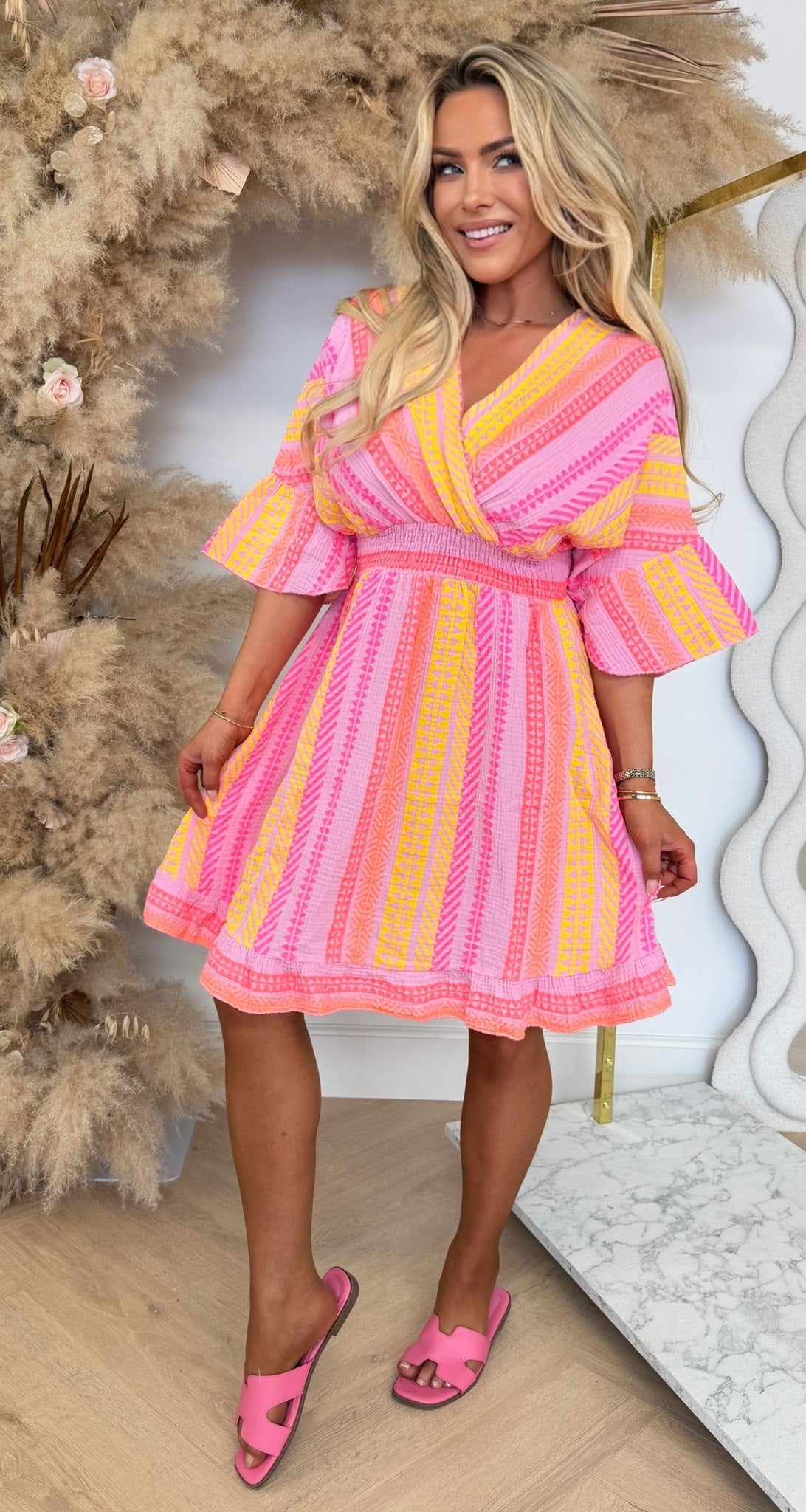 ESTEE SUMMER DRESS 9555 LILA/PINK/YELLOW
