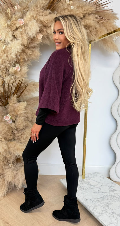 PEARLY BUTTON SOFT VESTJE BORDEAUX