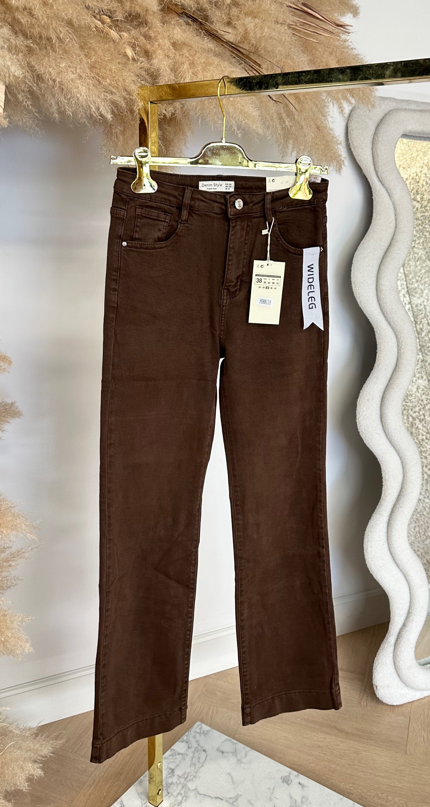 LESLIE FIT WIDE LEG JEANS Y6881-4 CHOCO