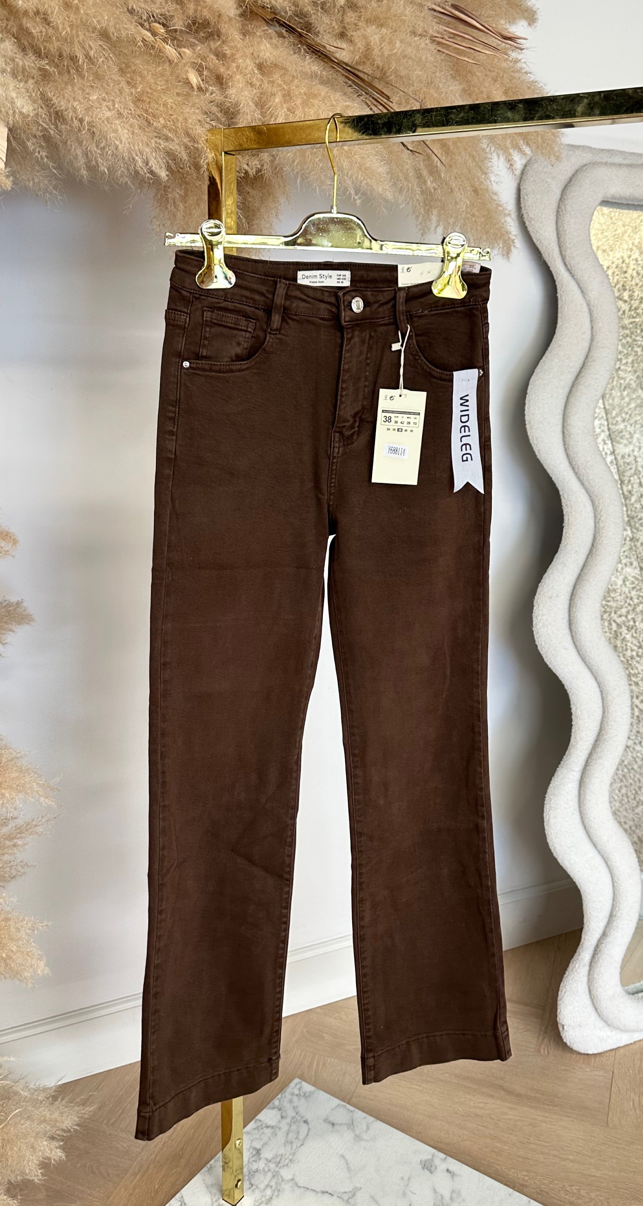 LESLIE FIT WIDE LEG JEANS Y6881-4 CHOCO