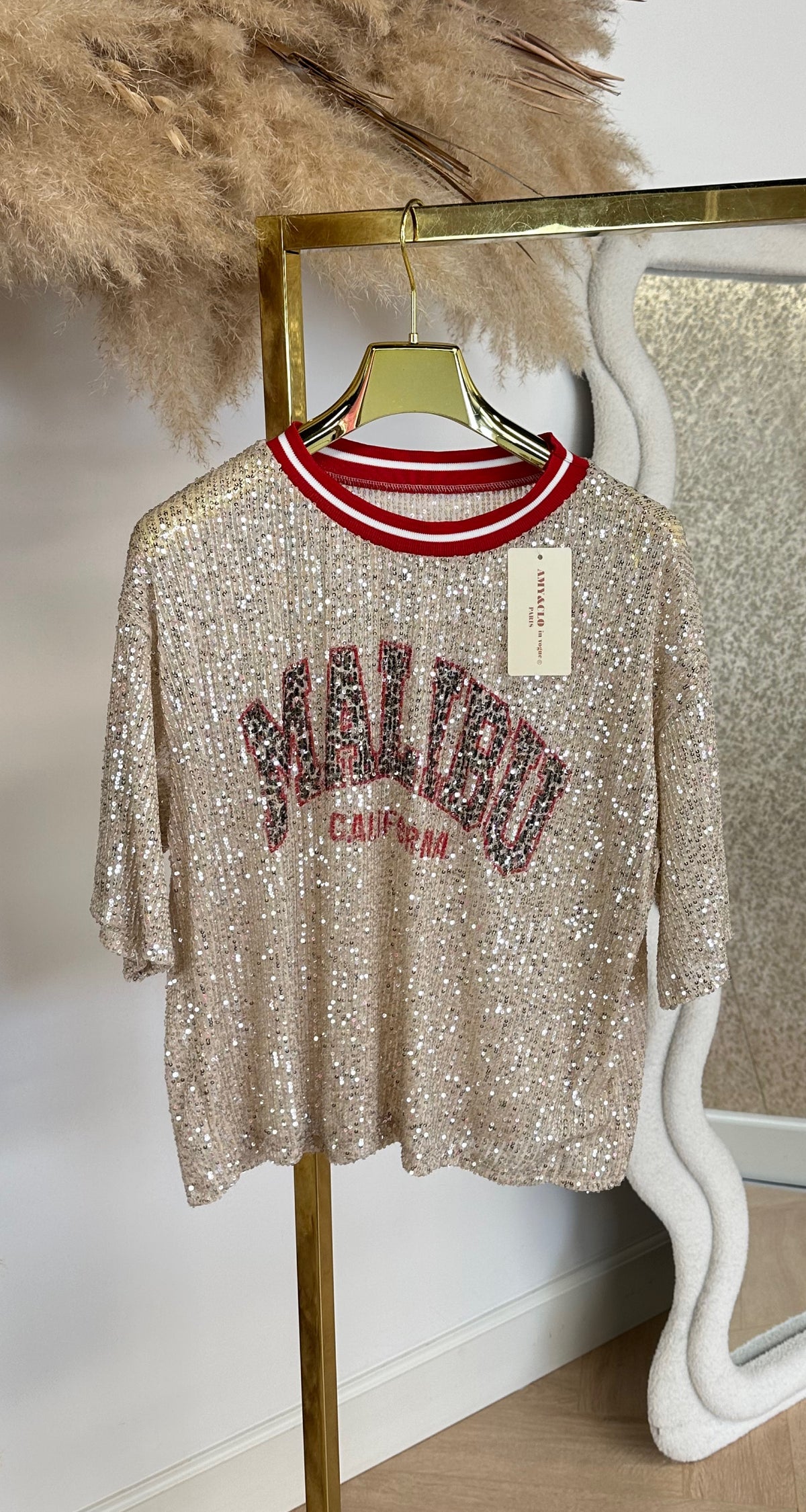 GLITTER MALIBU CALIFORNIA SHIRT RED