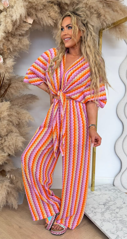 DREAMY SUMMER KNOOP CO ORD SET ORANGE