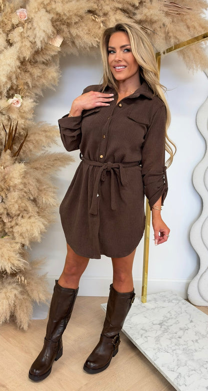 ALISON CORDUROY LUS DRESS CHOCO