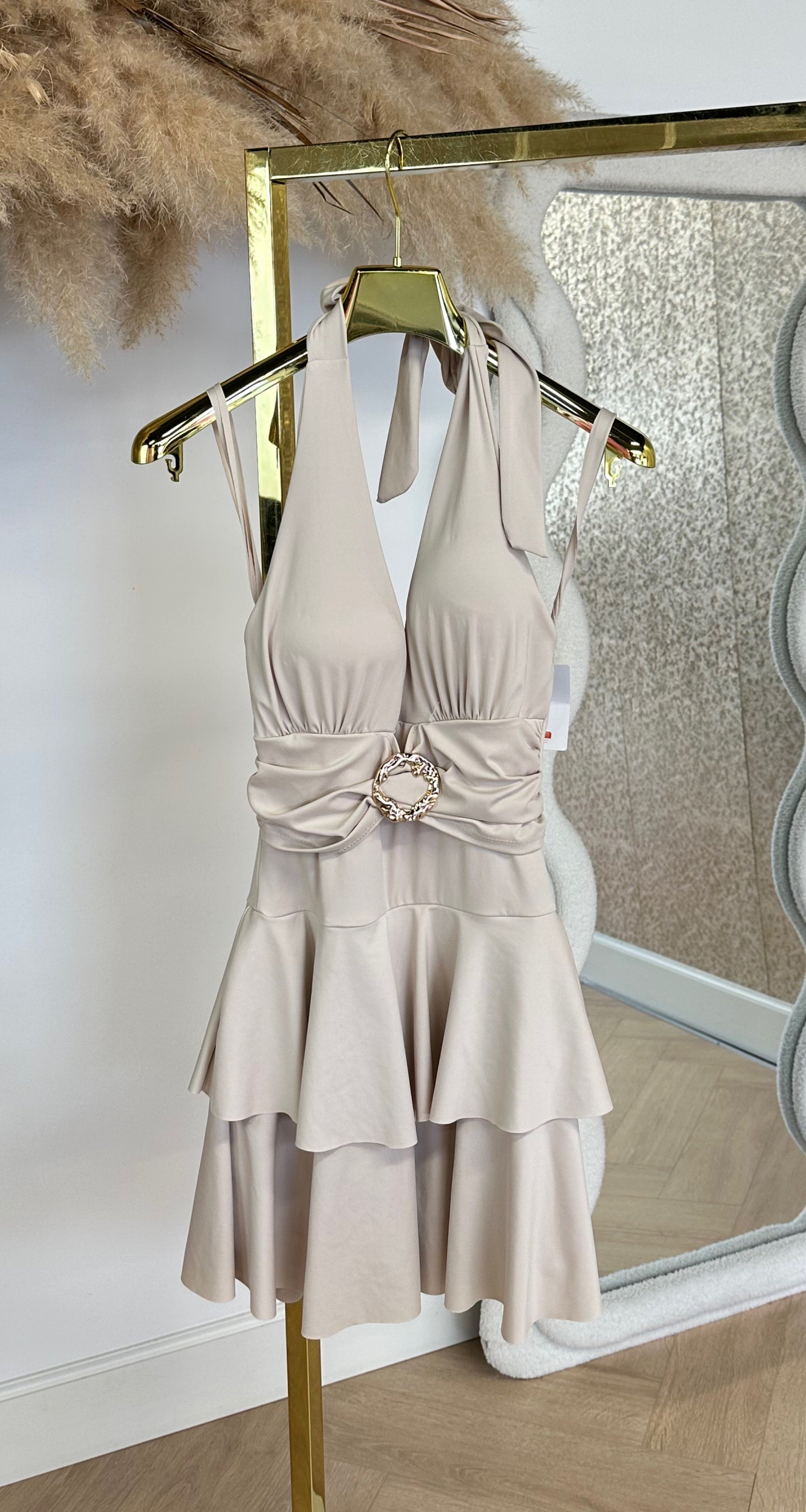 AIMEE HALTER PLAYSUIT BEIGE