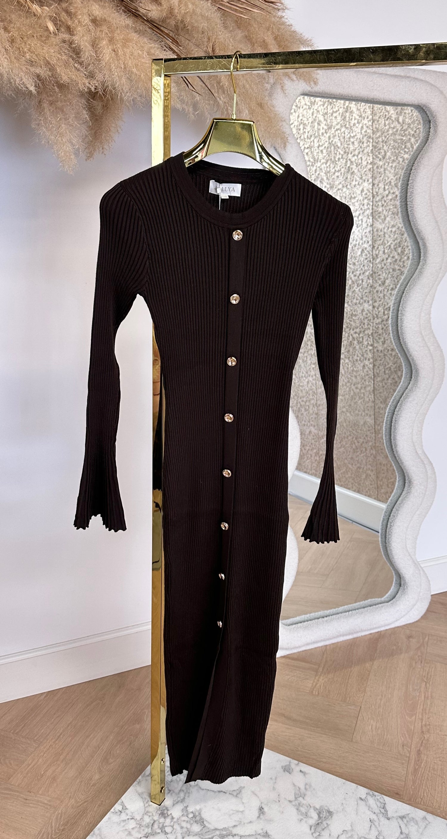 BUTTON DRESS DARKCHOCO 3060 ZONDER RIEM