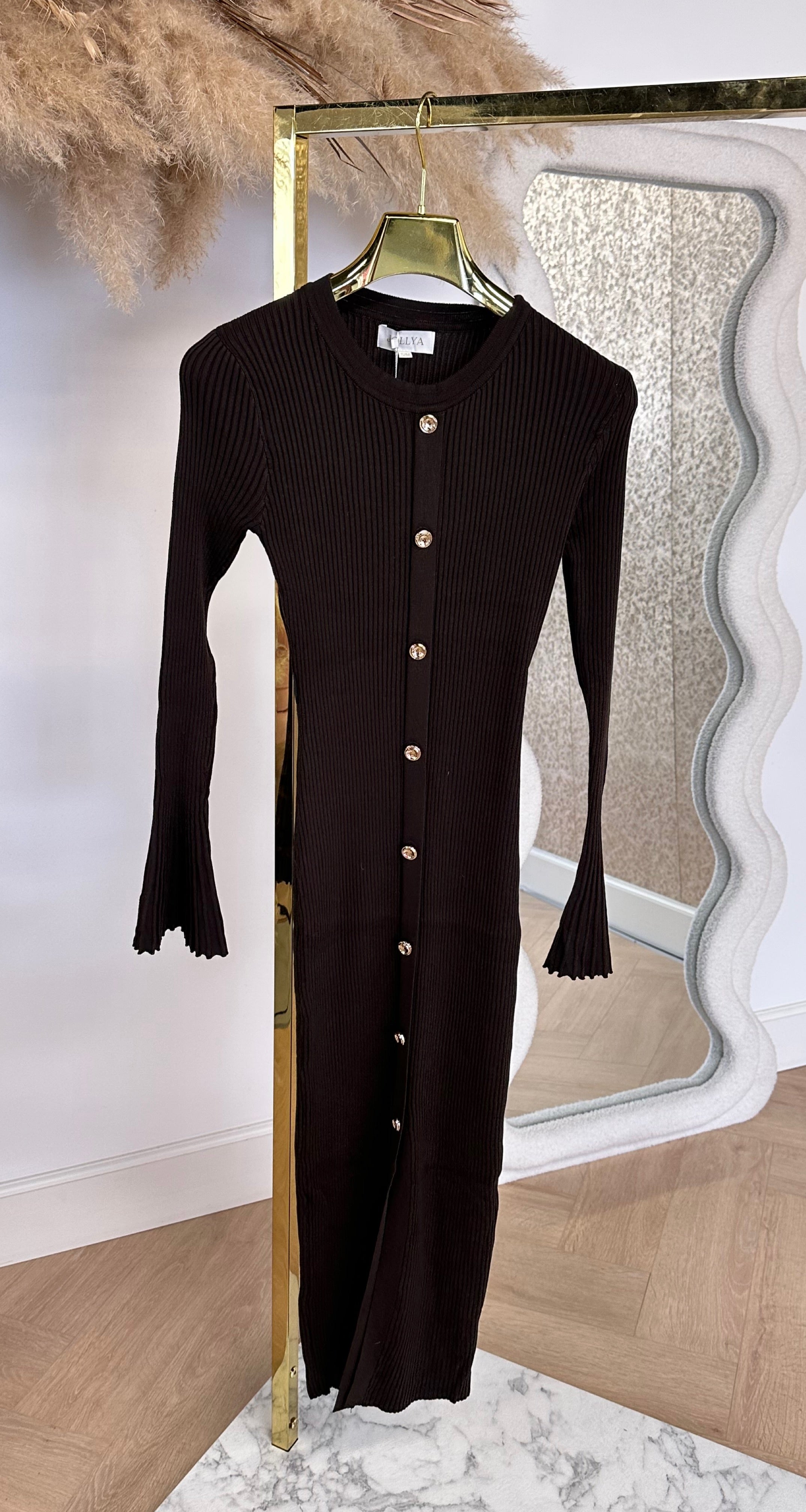BUTTON DRESS DARKCHOCO 3060 ZONDER RIEM