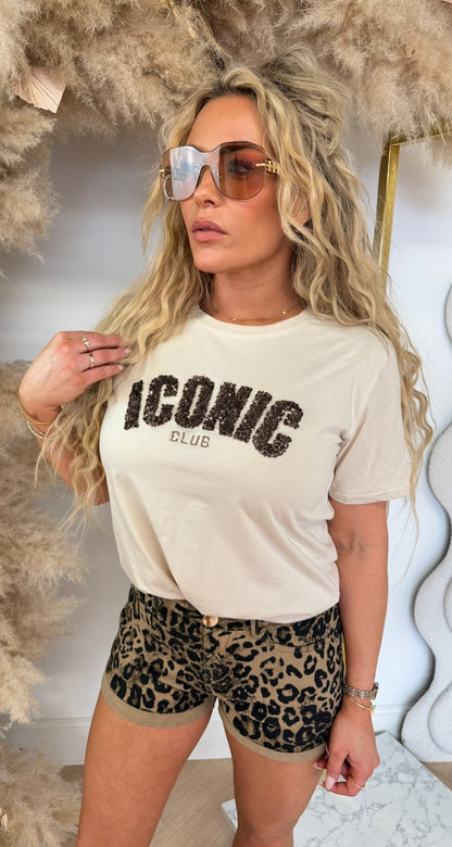 ICONIC MINI SEQUIN TEE 1003 BEIGE