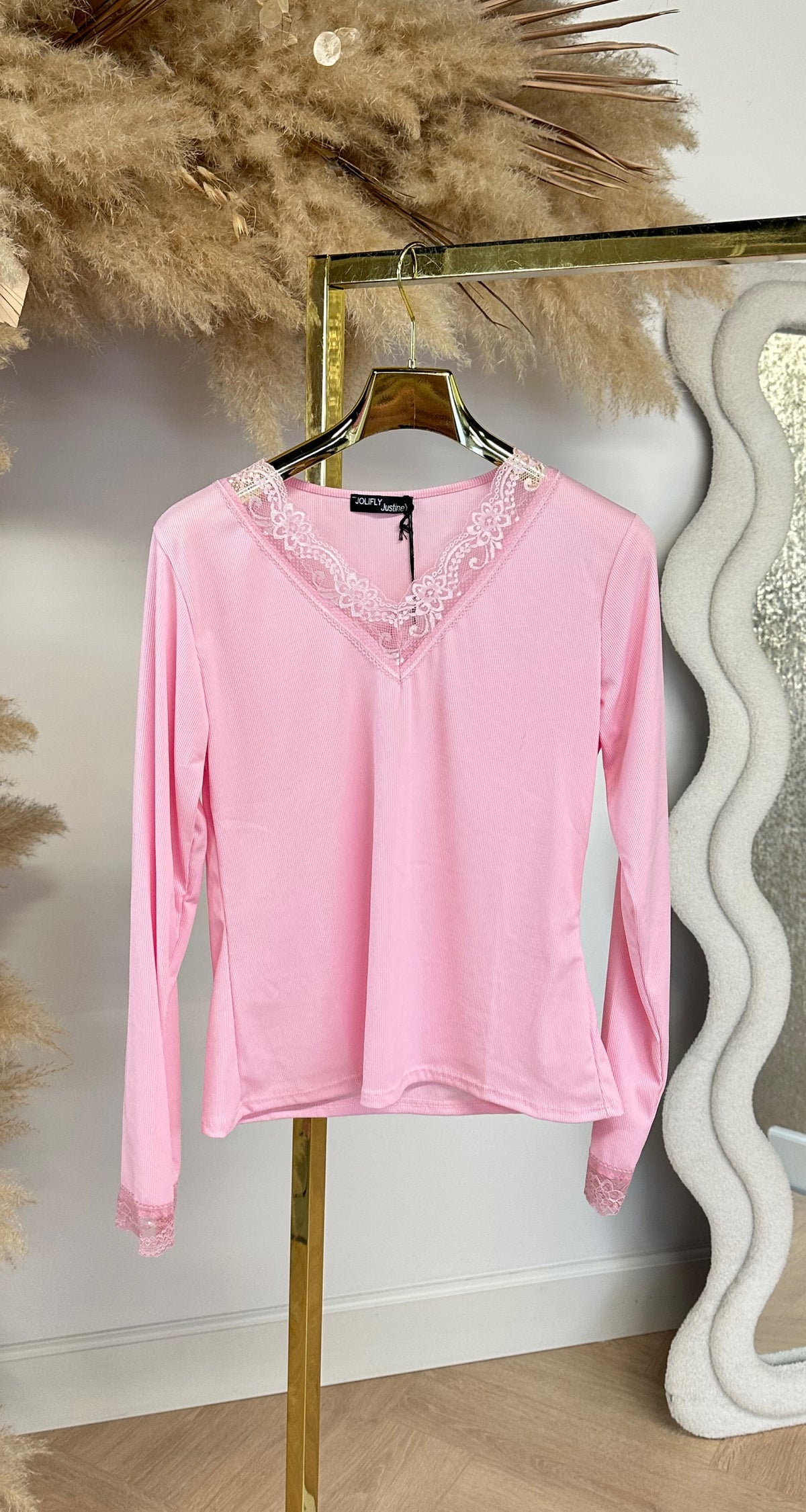 LACE V BASIC TOP 11896 PINK