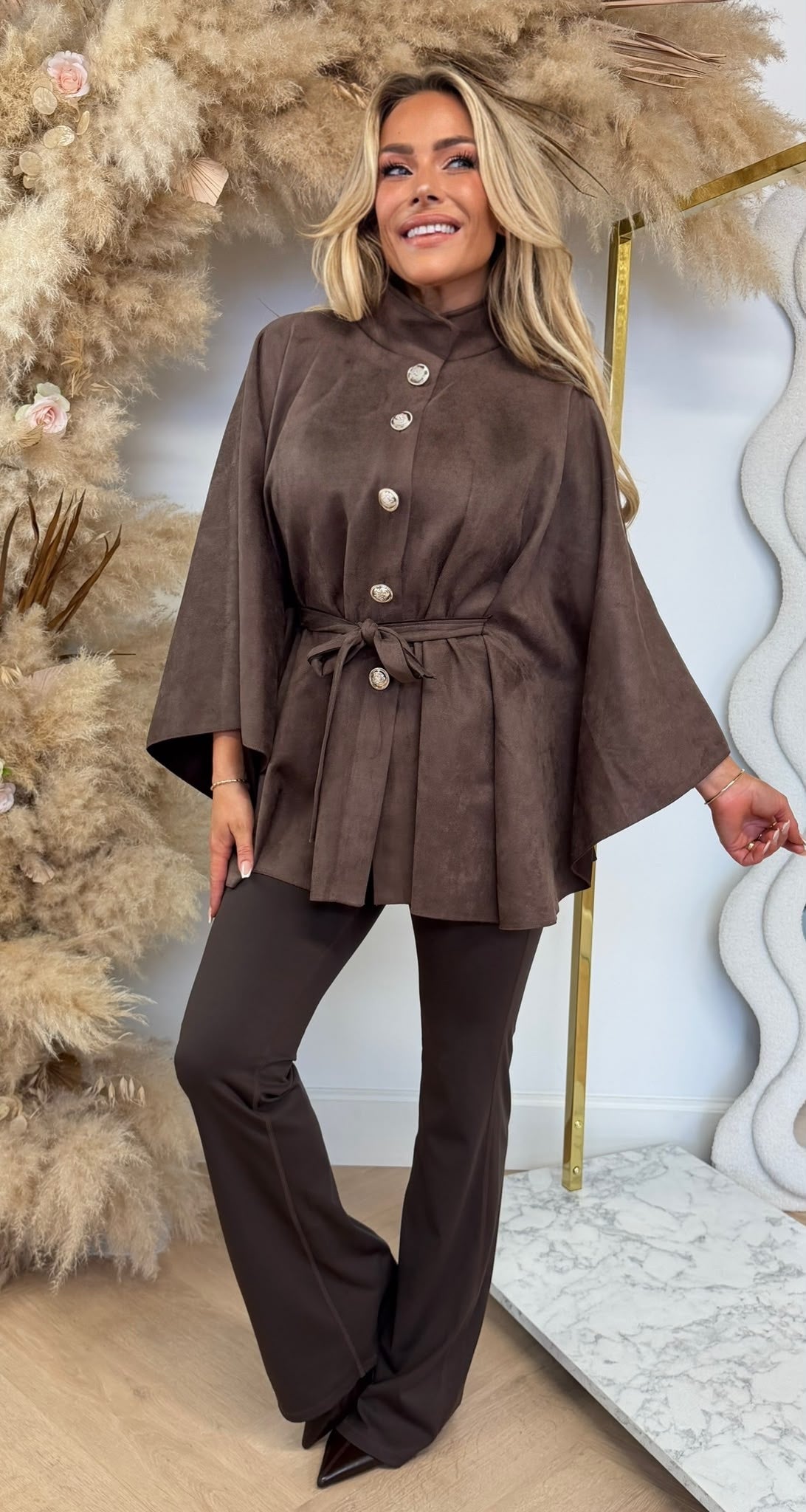 PLEUN SUEDE LOOK PONCHO CHOCO