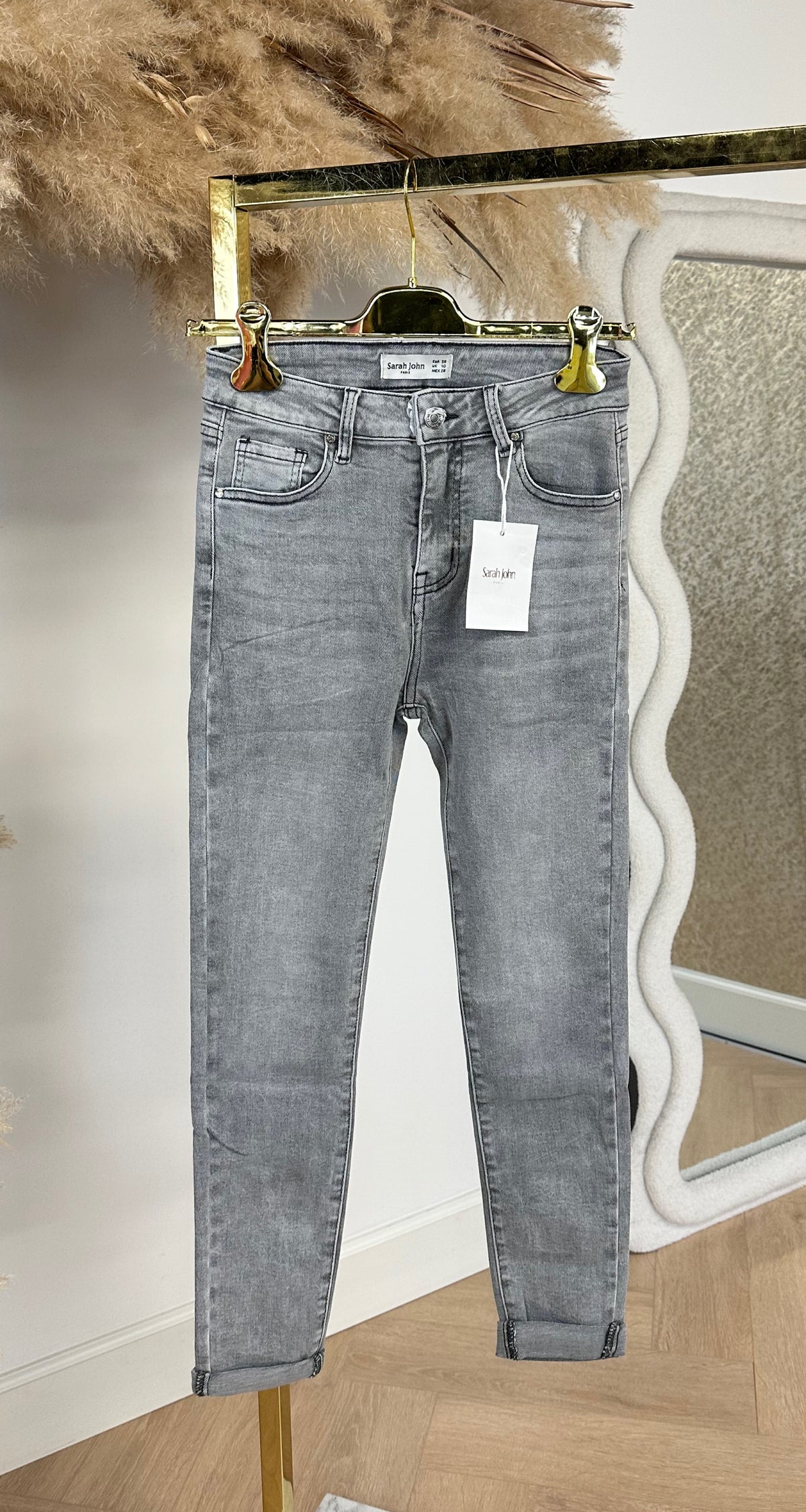 SARAH MID WAIST SLIM JEANS 7001-5 GREY