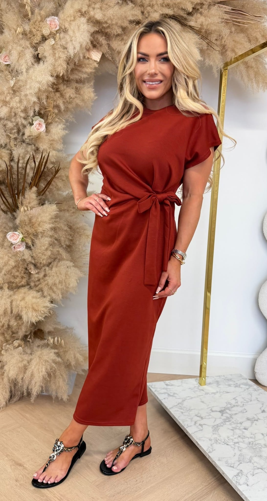 STRIKKY Langes Kleid Hellrosa