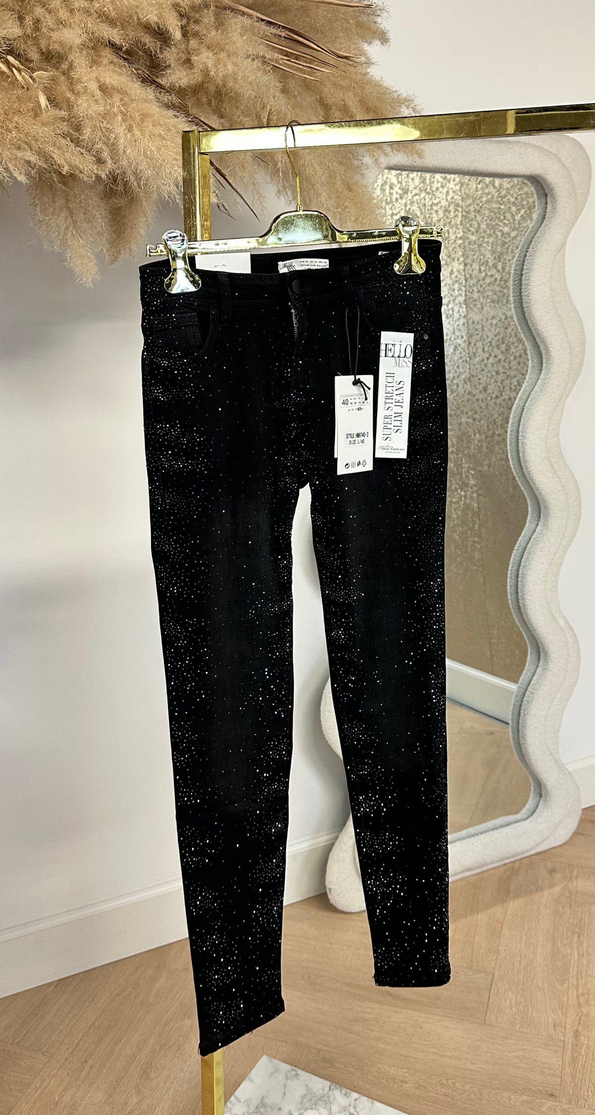 SUPER STRETCH GLITTER SKINNY 8740-3 BLACK