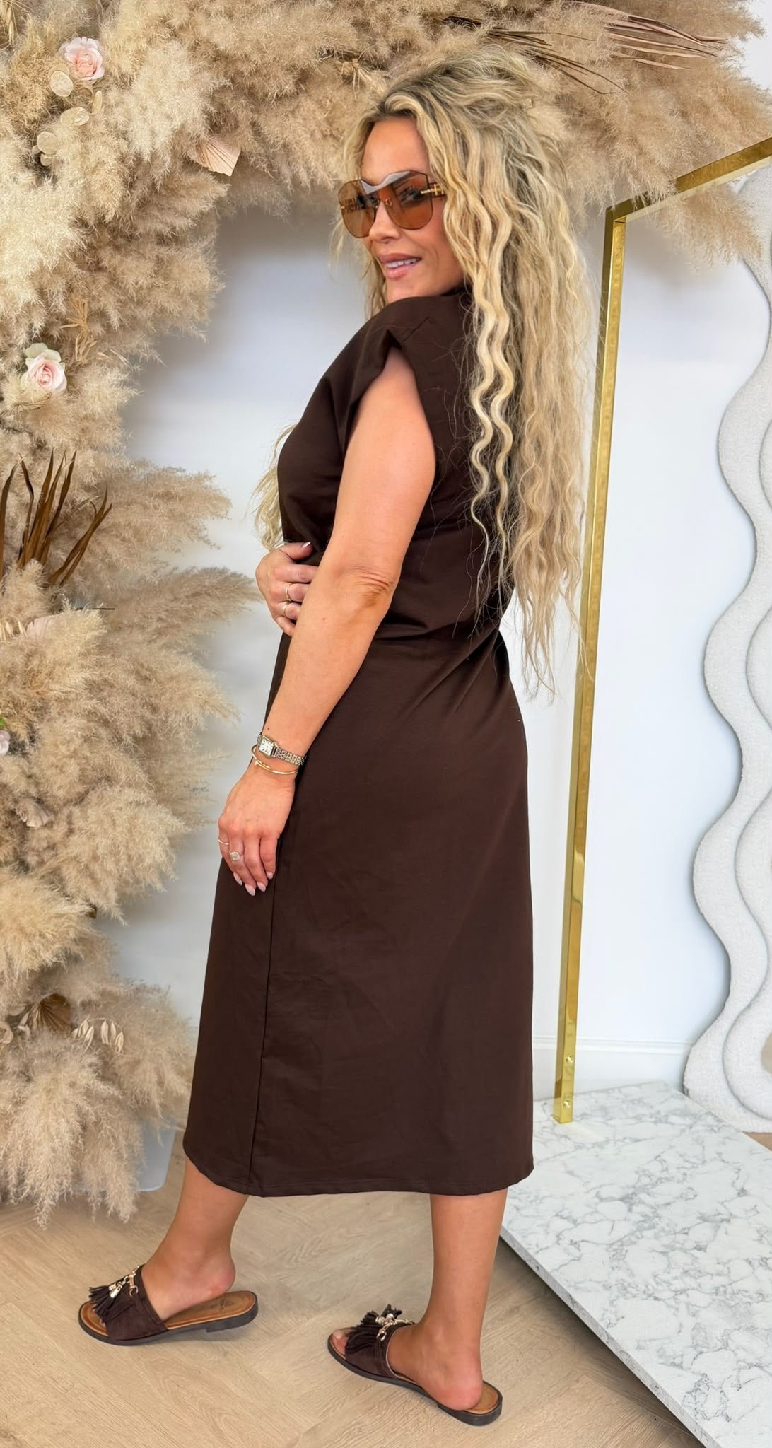 LINDSAY LONG DRESS CHOCO