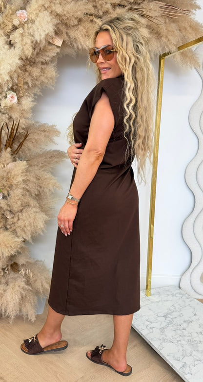 LINDSAY LONG DRESS CHOCO