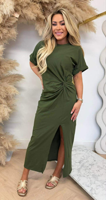 JADE KNOT MAXI DRESS ARMYGREEN