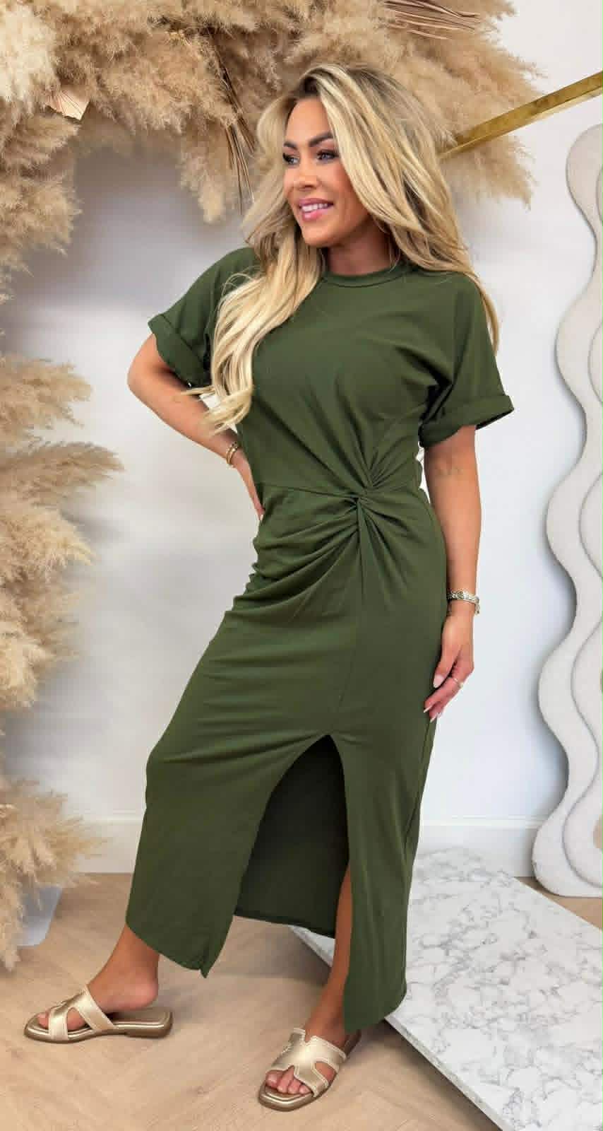 JADE KNOT MAXI DRESS ARMYGREEN
