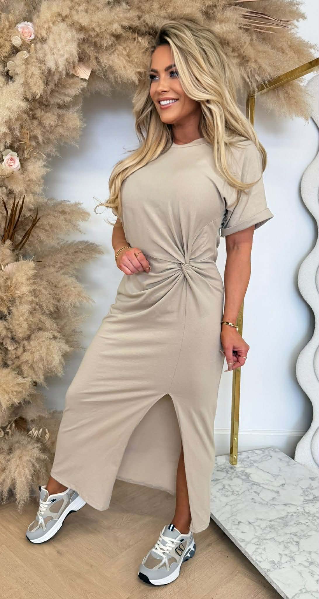 JADE KNOT MAXI DRESS BEIGE