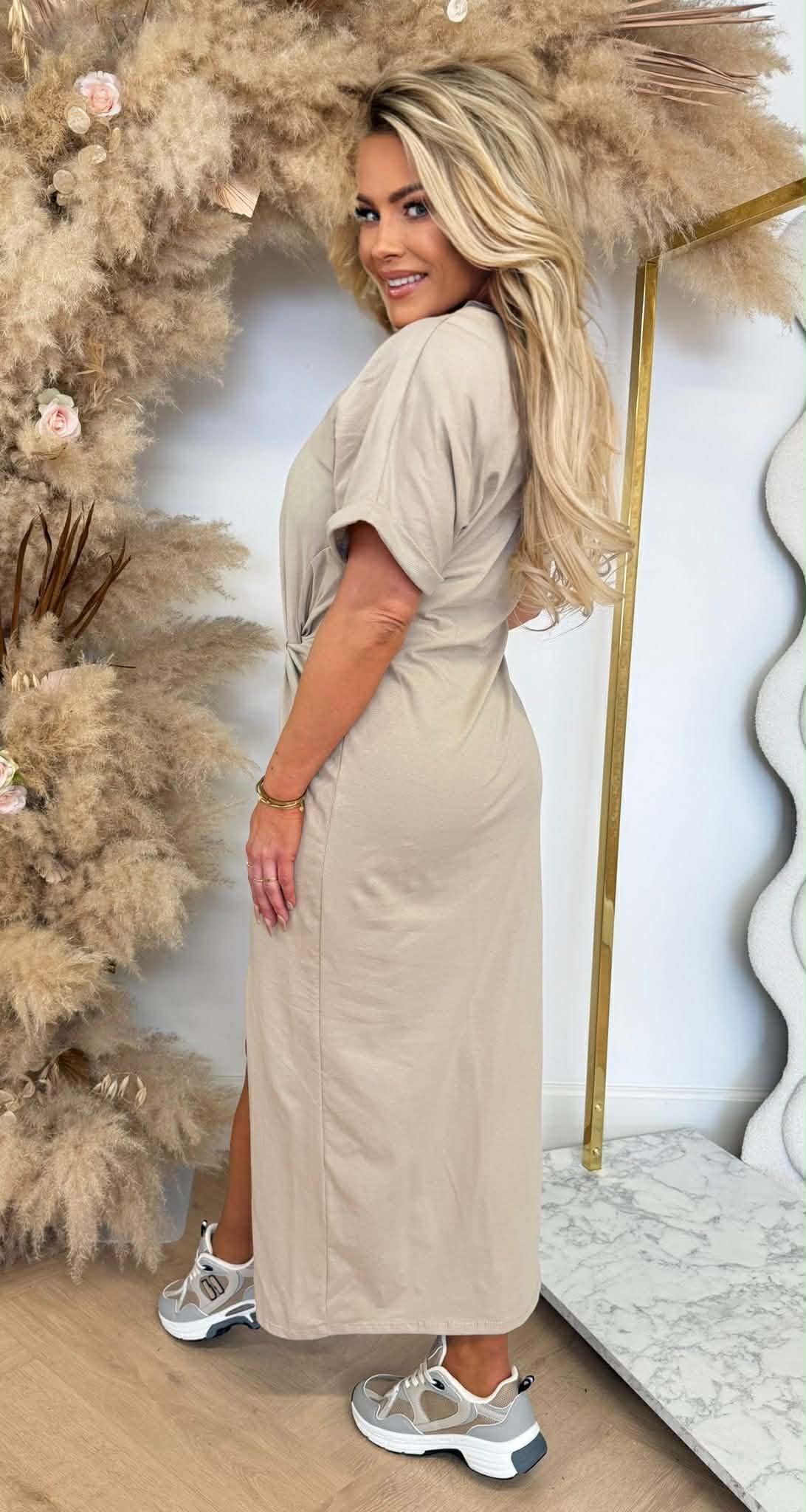 JADE KNOT MAXI DRESS BEIGE