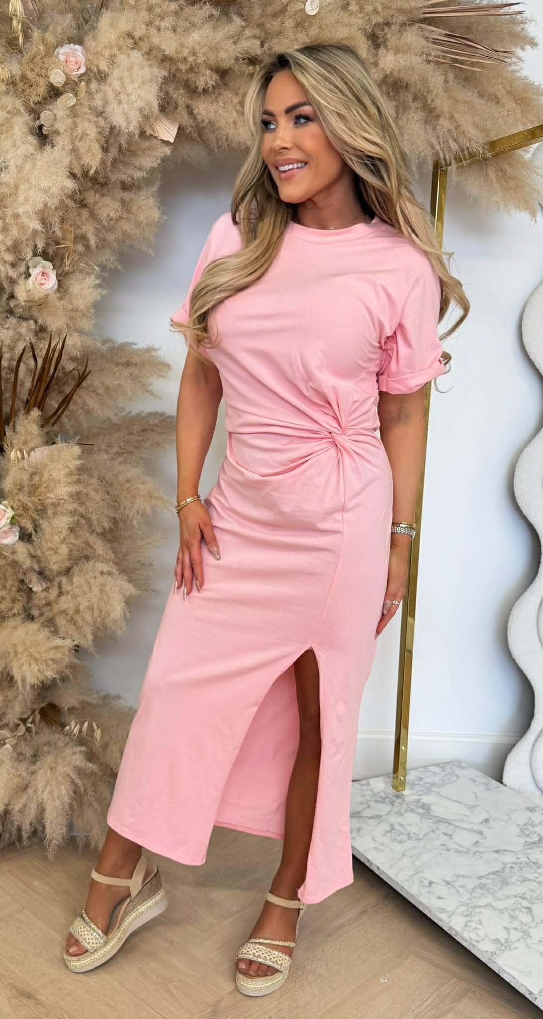 JADE KNOT MAXI DRESS PINK