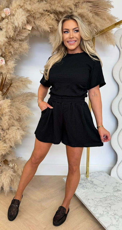JULINE SET TOP + SHORT BLACK
