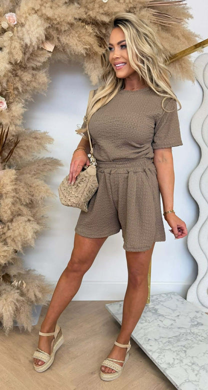 JULINE SET TOP + SHORT COFFEE