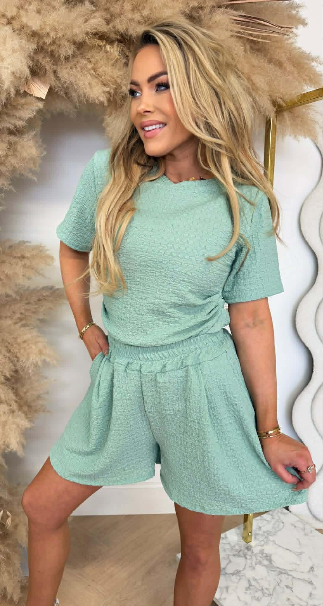JULINE SET TOP + SHORT EMERALD GREEN