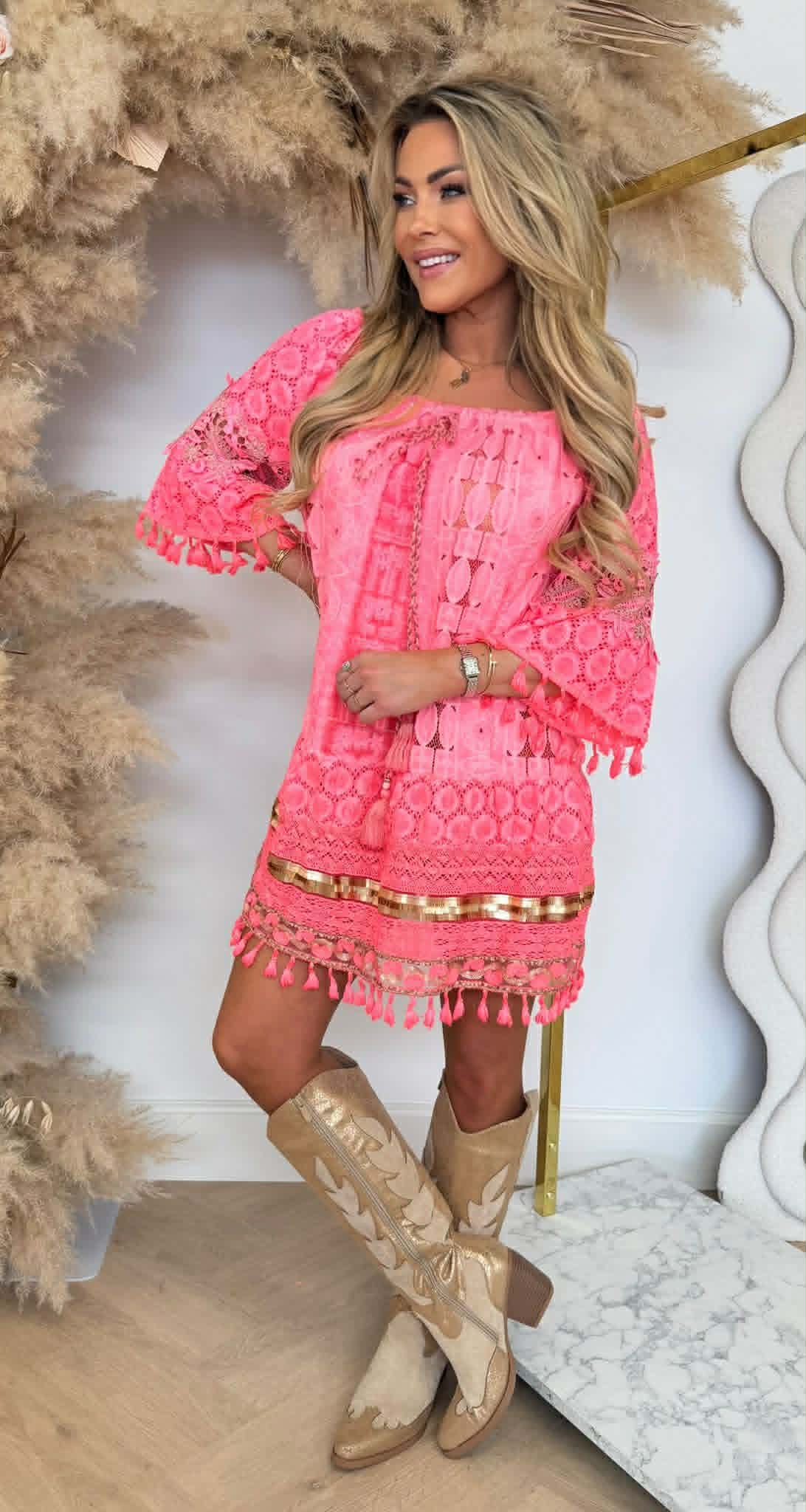 EVA LACE DRESS CORAL