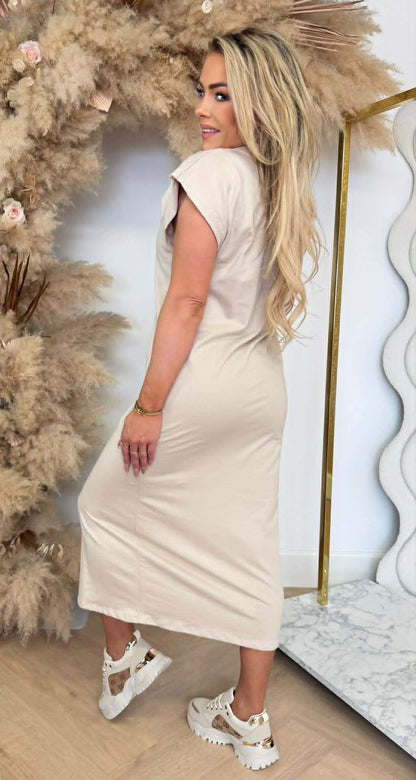 LINDSAY LONG DRESS BEIGE