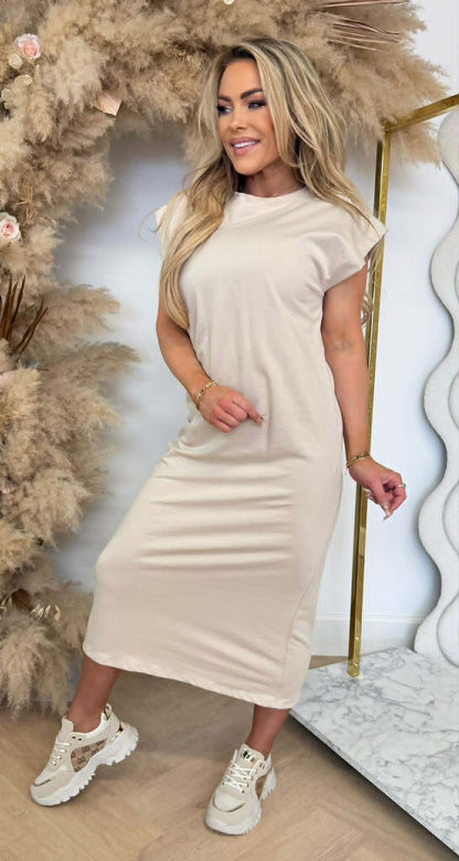 LINDSAY LONG DRESS BEIGE