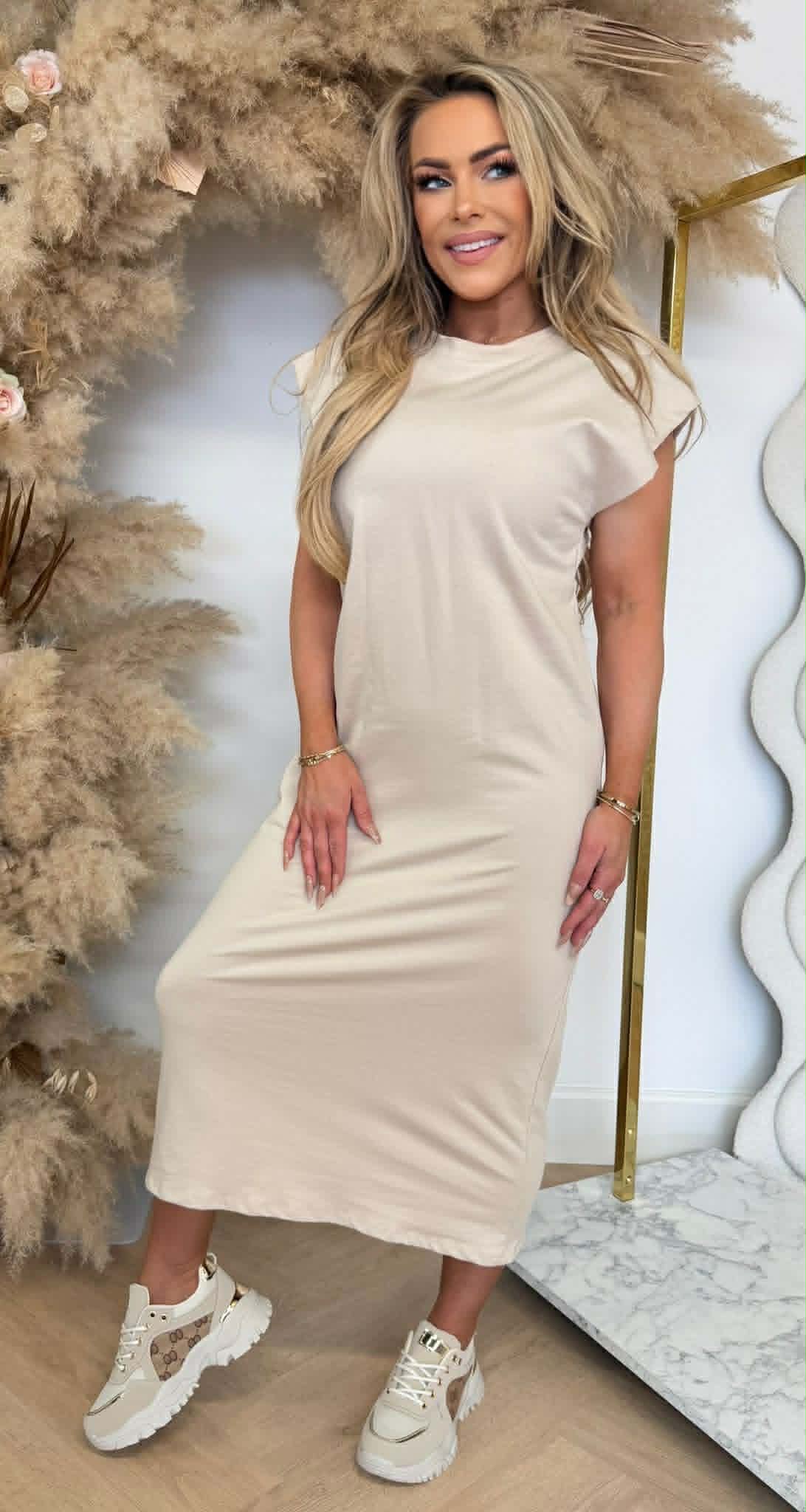 LINDSAY LONG DRESS BEIGE