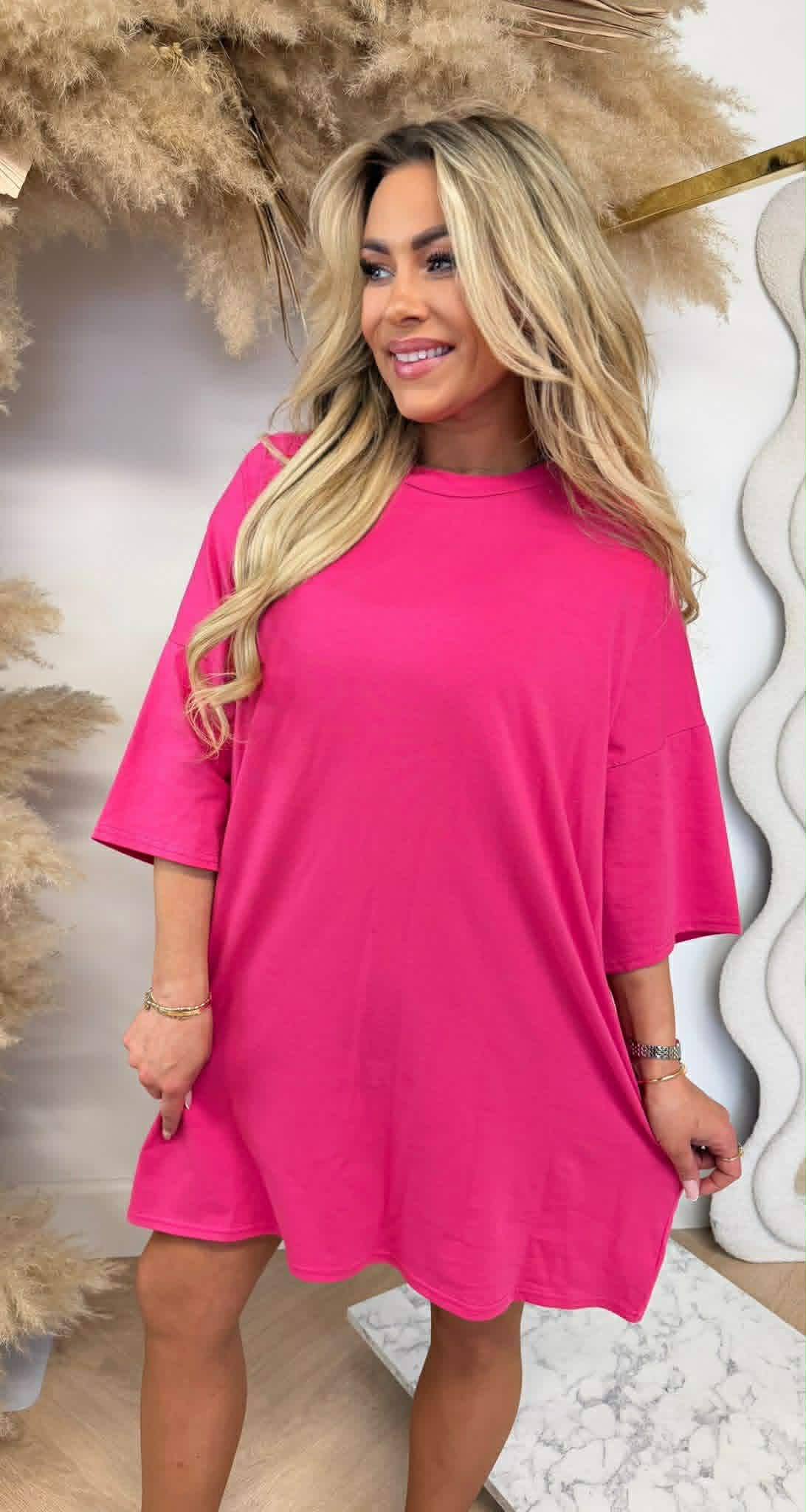 LONG TEE BASIC DRESS FUCHSIA