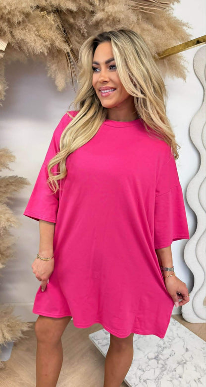 LONG TEE BASIC DRESS FUCHSIA