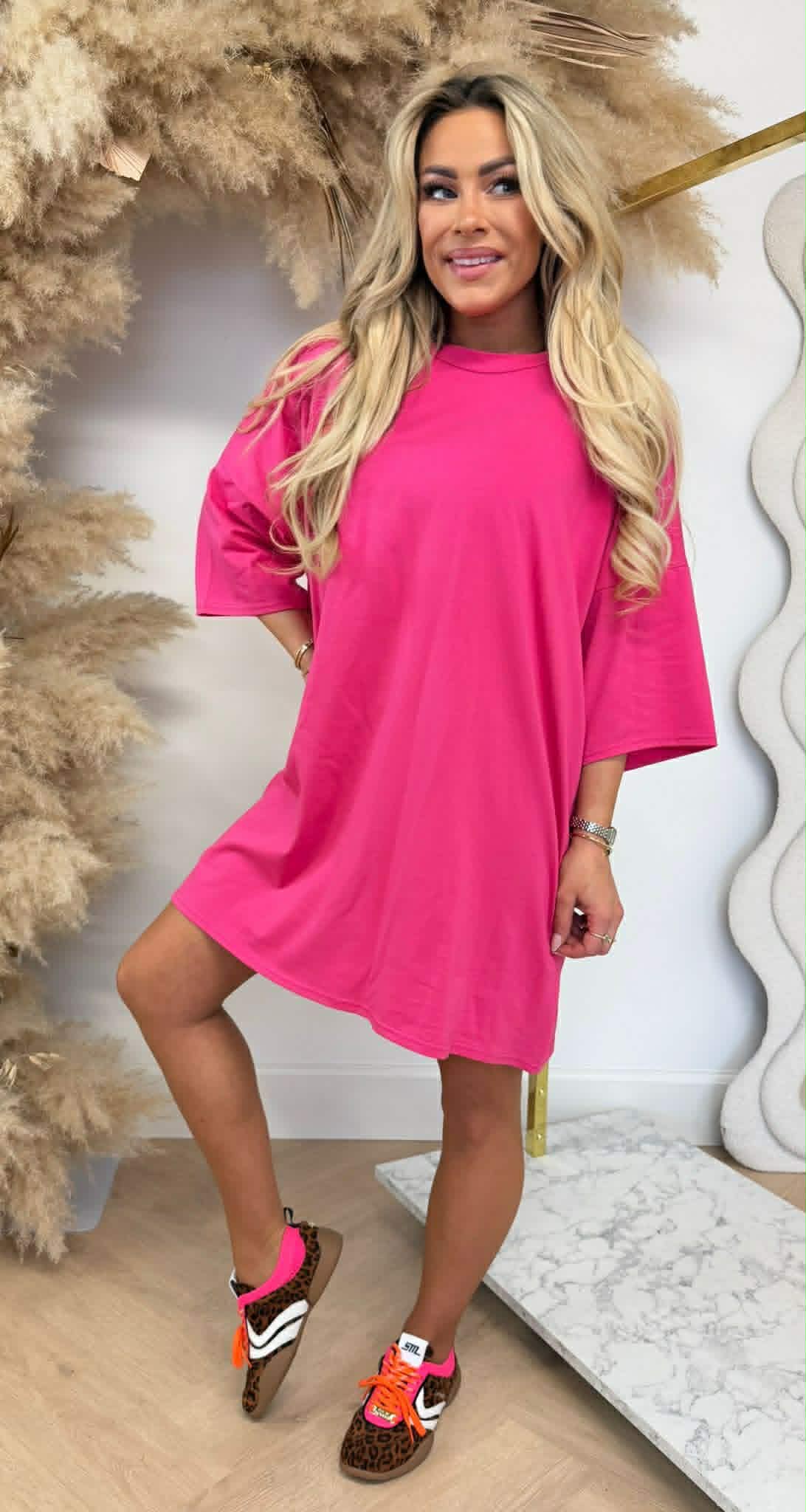 LONG TEE BASIC DRESS FUCHSIA
