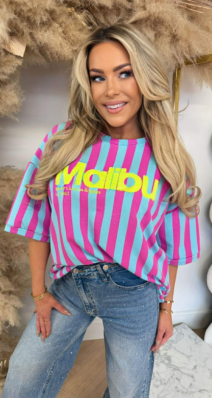 MALIBU STRIPE SHIRT 20614 LILA/BLUE