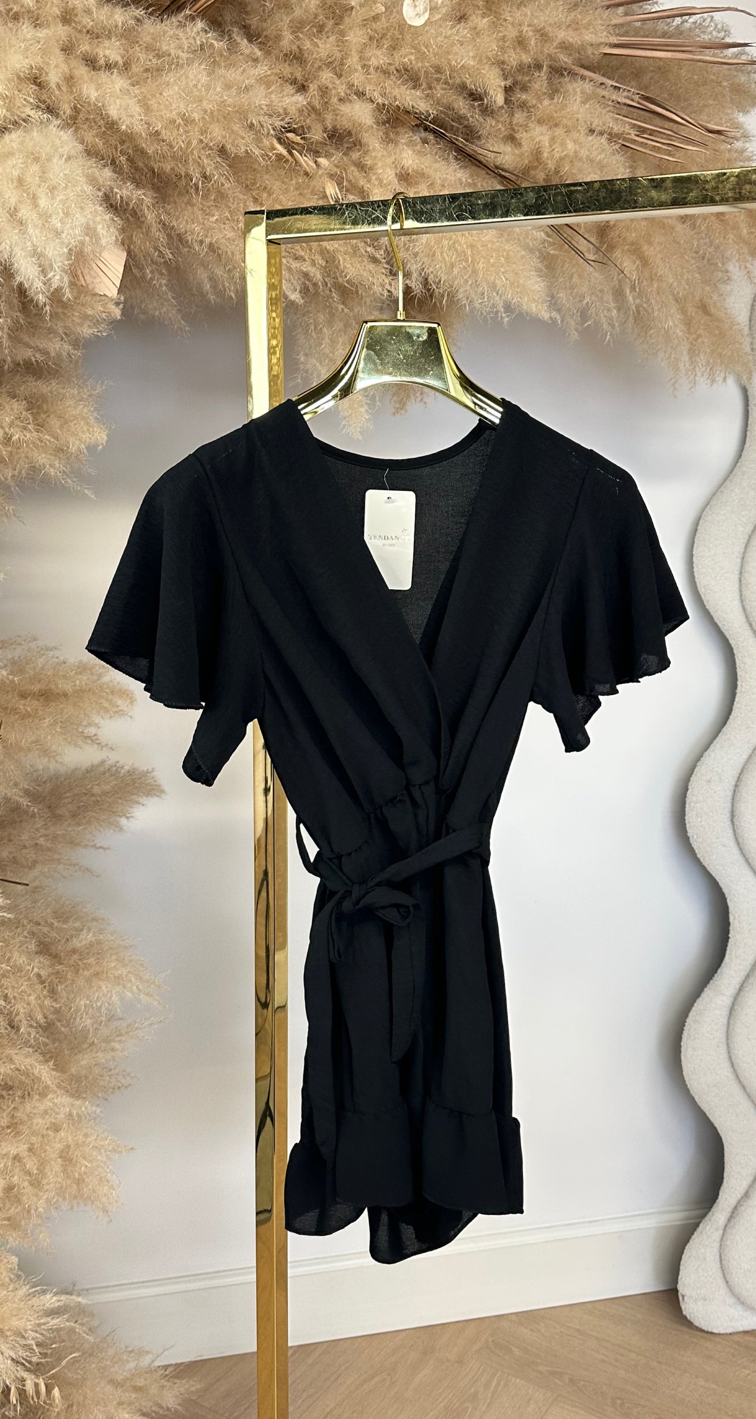 MOLLY RUFFLE PLAYSUIT BLACK