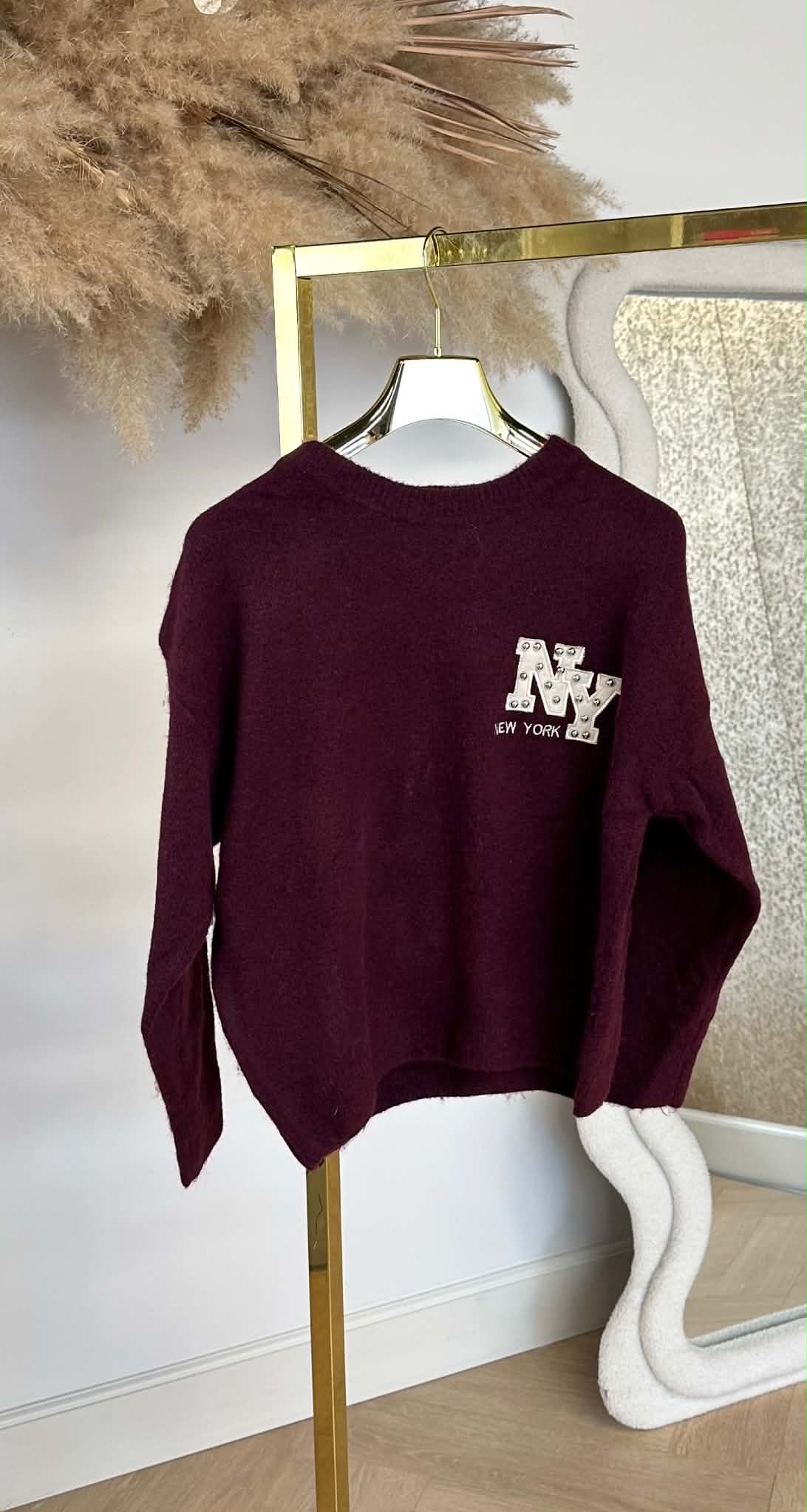 NEW YORK STUDDED SWEAT BORDEAUX