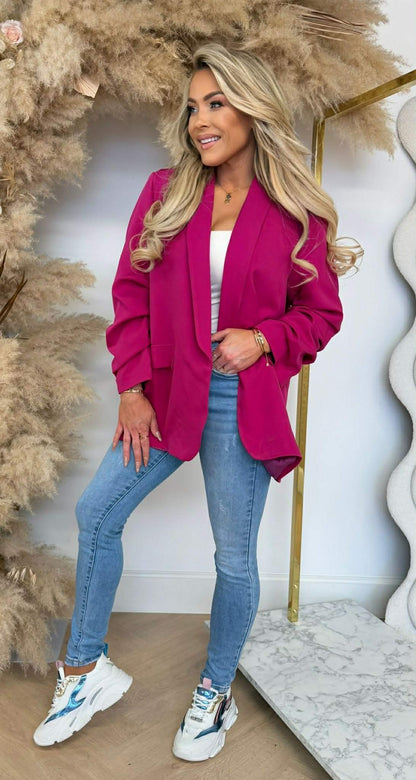 NINA OVERSIZED CROPPED MOUW BLAZER FUCHSIA