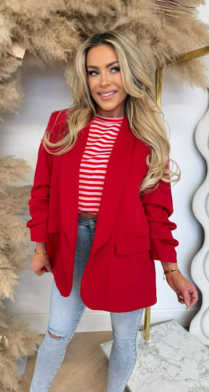 NINA OVERSIZED CROPPED ÄRMEL BLAZER ROT