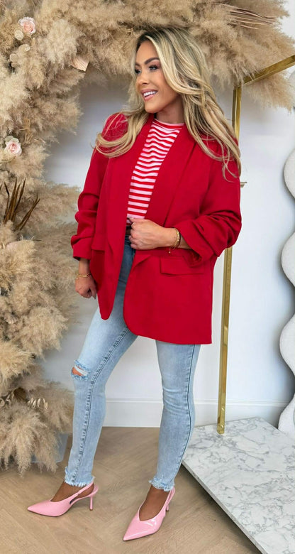 NINA OVERSIZED CROPPED ÄRMEL BLAZER ROT