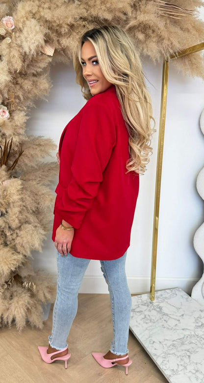 NINA OVERSIZED CROPPED ÄRMEL BLAZER ROT
